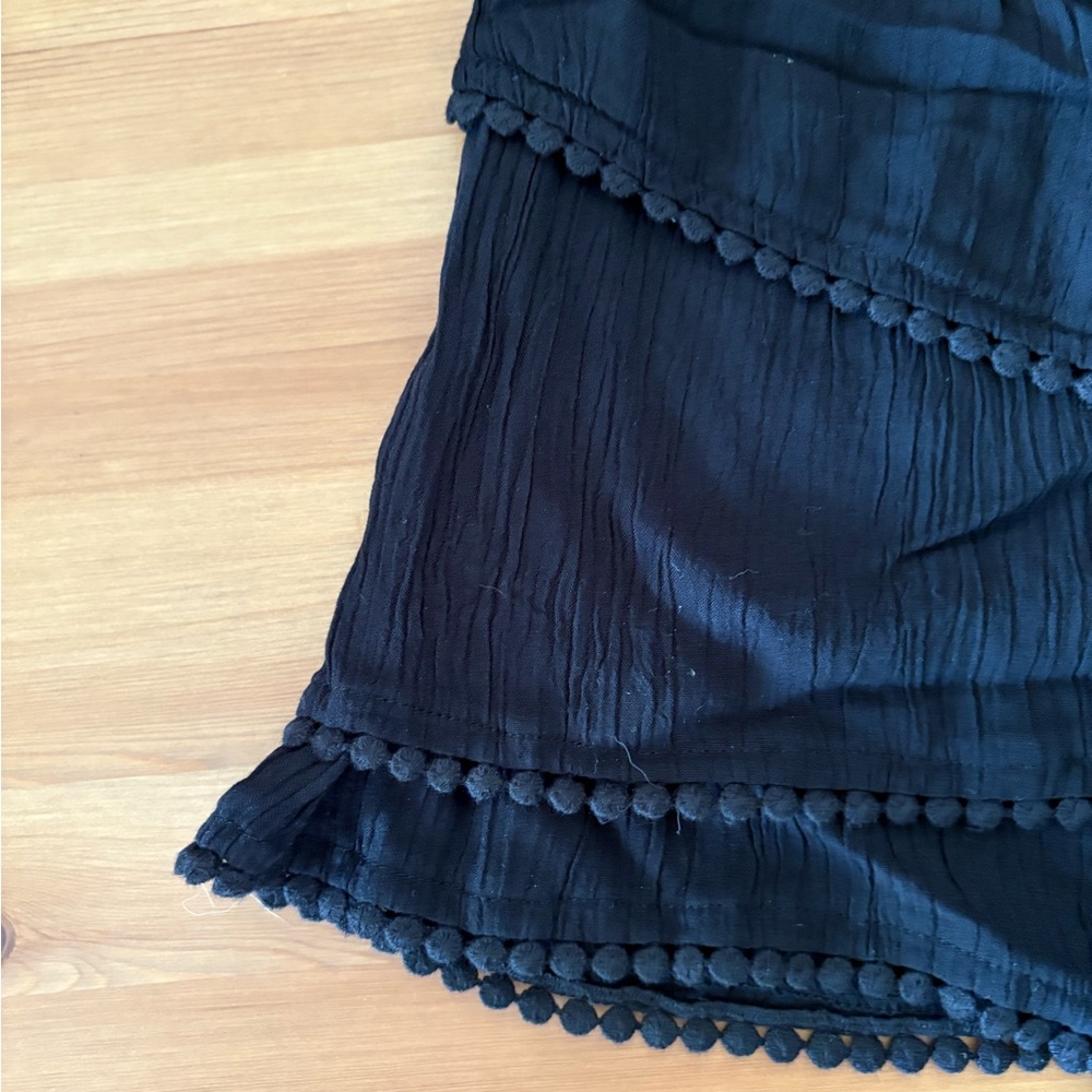 ZARA Smocked Ruffled Tiered Black Gauze Drawstring Skort Size Medium NWT - Picture 5 of 14